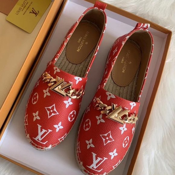 Louis Vuitton embossed simple casual flats red - Picture 3 of 6